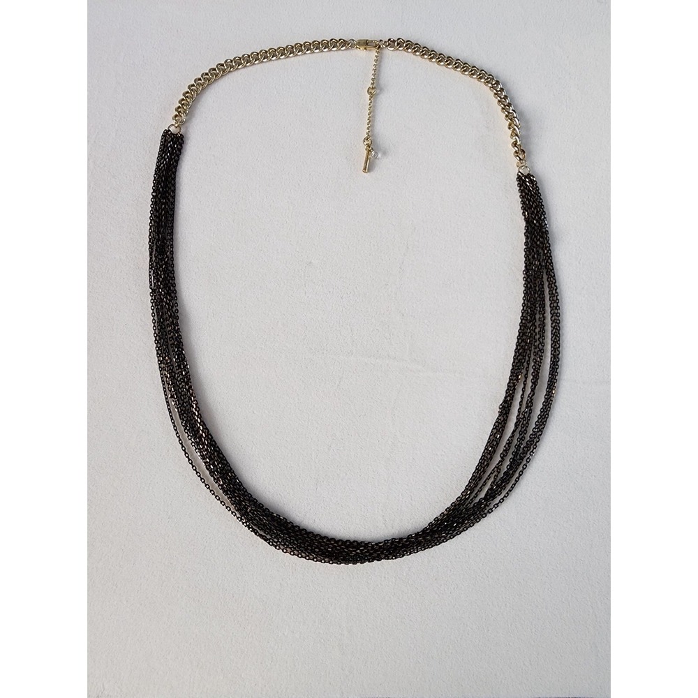 Vtg KENNETH COLE NEW YORK Black & Gold Multi-Strand Chain Necklace FREE $HIPPING